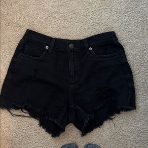 Black Distressed Denim Shorts